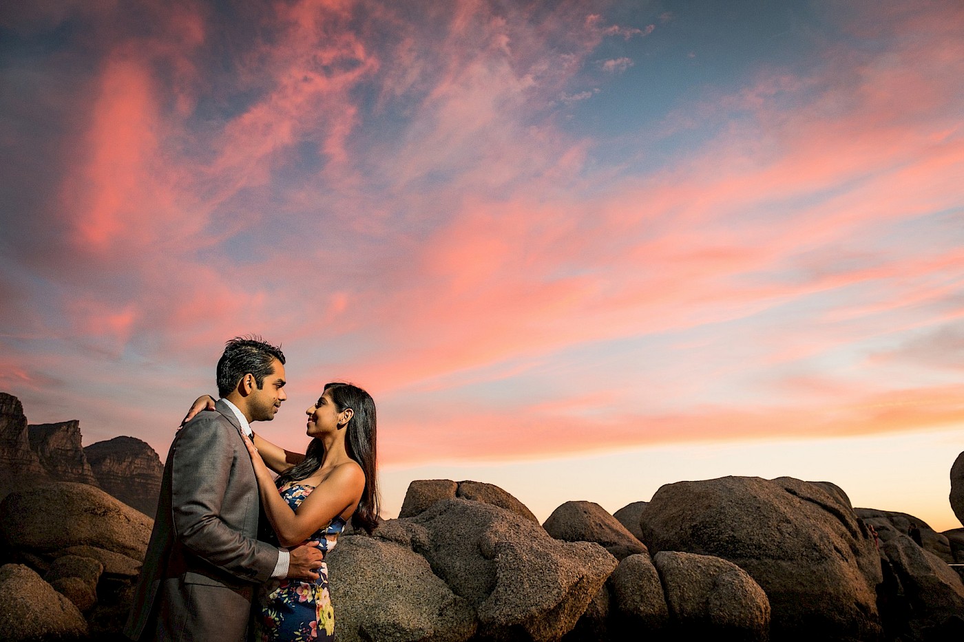 Golden Hour Maidens Engagment shoot with magical sunset